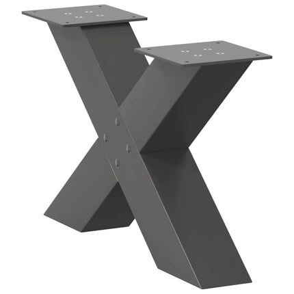 sofabordsben X-formet 2 stk. antracit 50x(30-31) cm stål