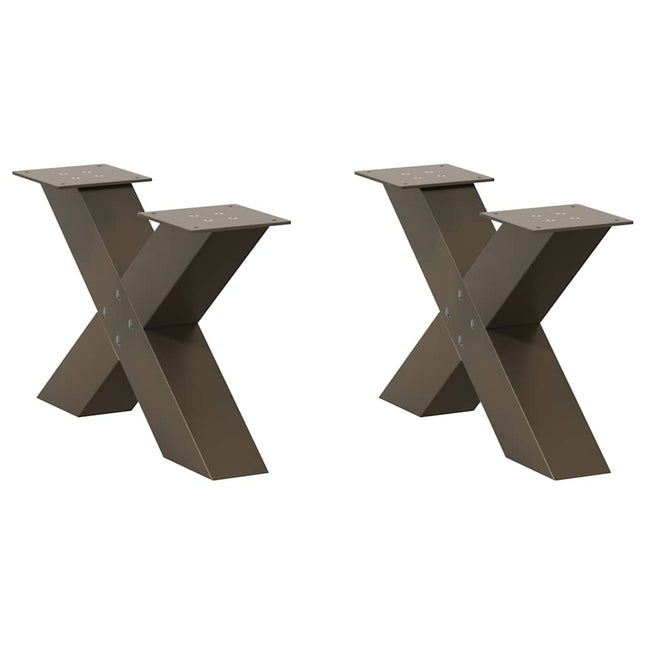 sofabordsben X-formet 2 stk. naturstål 50x(30-31) cm stål