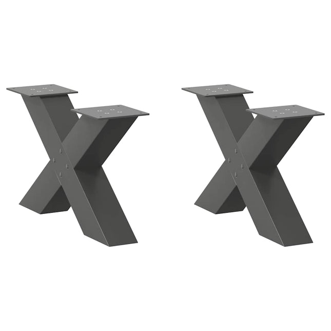 sofabordsben X-formet 2 stk. antracit 60x(30-31) cm stål