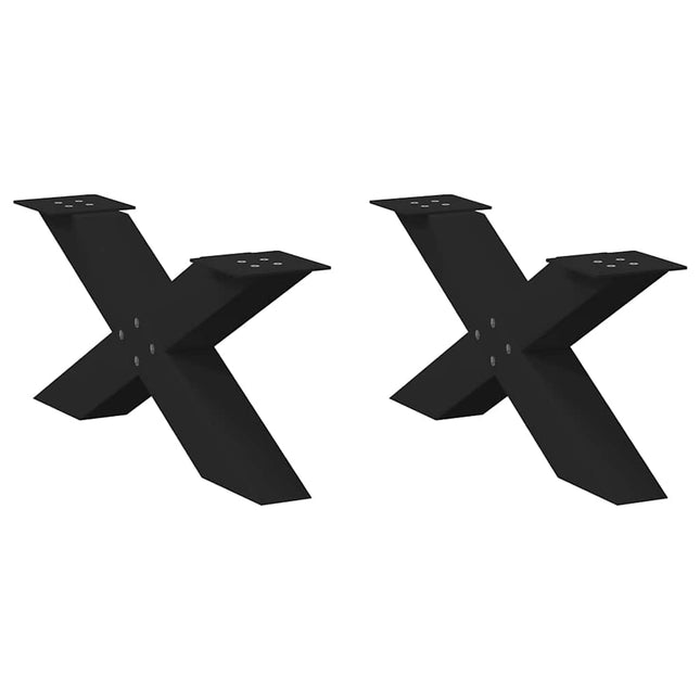 sofabordsben X-formet 2 stk. sort 70 x (30-31) cm stål