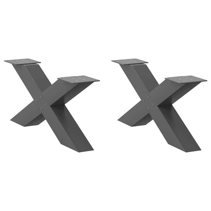 sofabordsben X-formet 2 stk. antracit 70x(30-31) cm stål