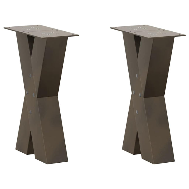 sofabordsben X-formet 2 stk. naturstål 28 x (42-43) cm stål