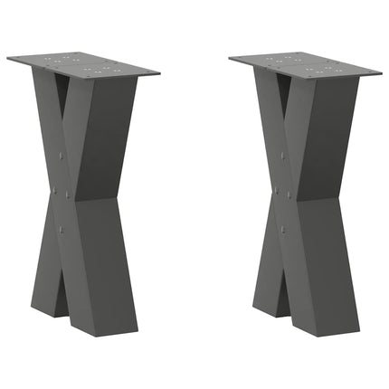 sofabordsben X-formet 2 stk. antracit 38 x (42-43) cm stål