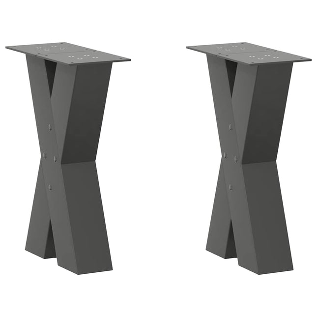 sofabordsben X-formet 2 stk. antracit 38 x (42-43) cm stål