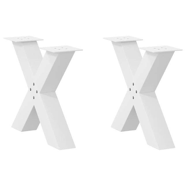 sofabordsben X-formet 2 stk. hvid 50x(42-43) cm stål