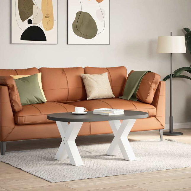 sofabordsben X-formet 2 stk. hvid 50x(42-43) cm stål