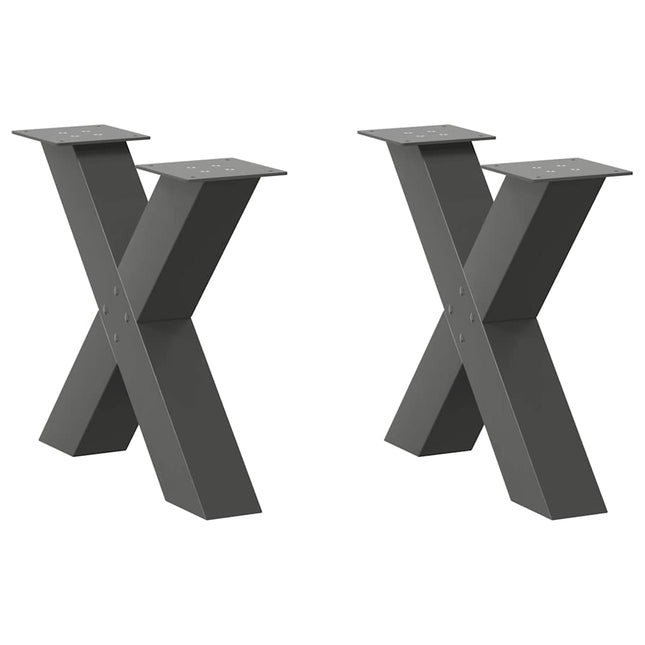 sofabordsben X-formet 2 stk. antracit 50x(42-43) cm stål
