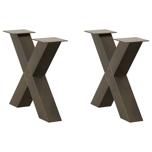 sofabordsben X-formet 2 stk. naturstål 60x(42-43) cm stål
