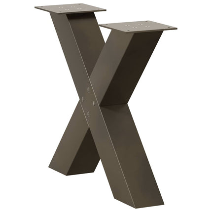 sofabordsben X-formet 2 stk. naturstål 60x(42-43) cm stål