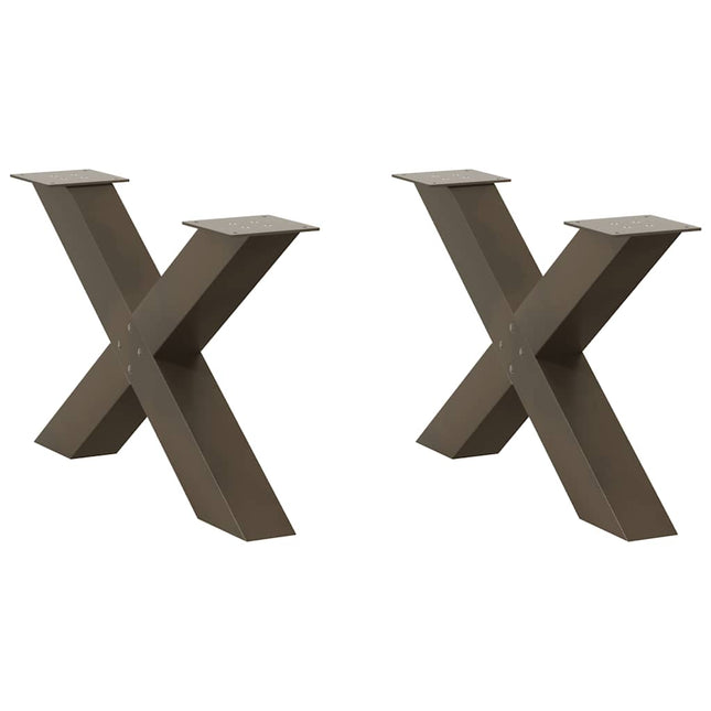 sofabordsben X-formet 2 stk. naturstål 70 x (42-43) cm stål