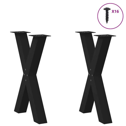 spisebordsben X-formet 2 stk. sort 50x(72-73) cm stål