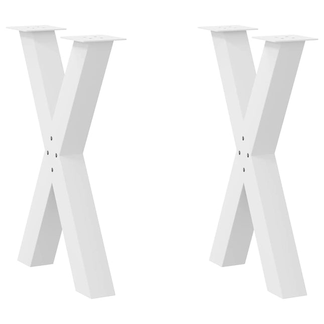 spisebordsben X-formet 2 stk. hvid 50x(72-73) cm stål