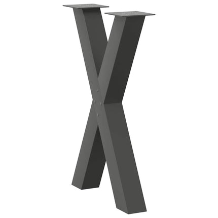 spisebordsben X-formet 2 stk. antracit 50x(72-73) cm stål