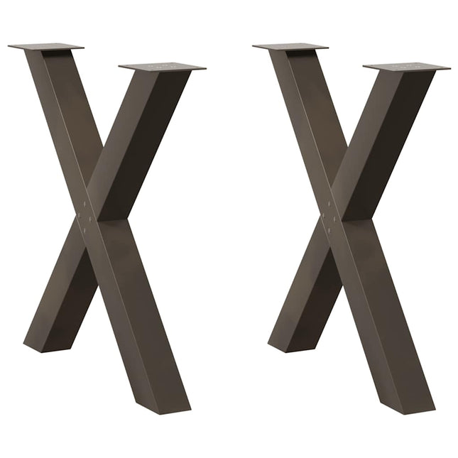 spisebordsben X-formet 2 stk. naturstål 70 x (72-73) cm stål