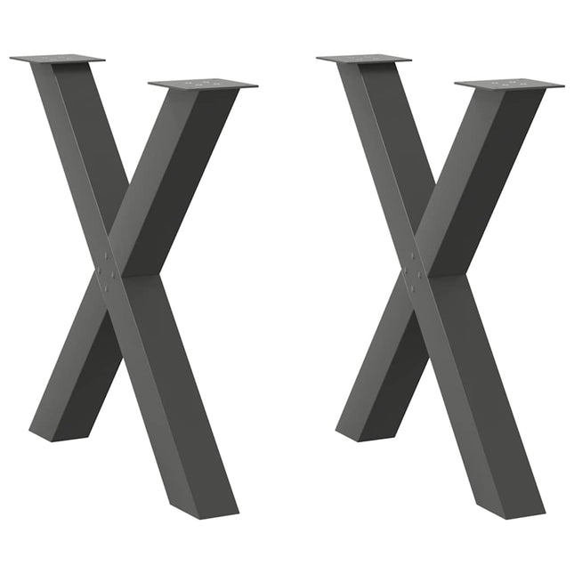 spisebordsben X-formet 2 stk. antracit 80x(72-73) cm stål