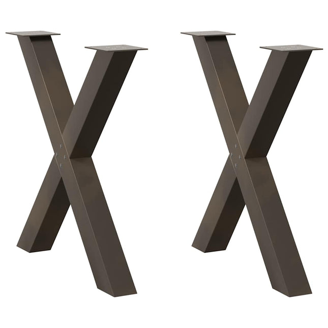 spisebordsben X-formet 2 stk. naturstål 80x(72-73) cm stål