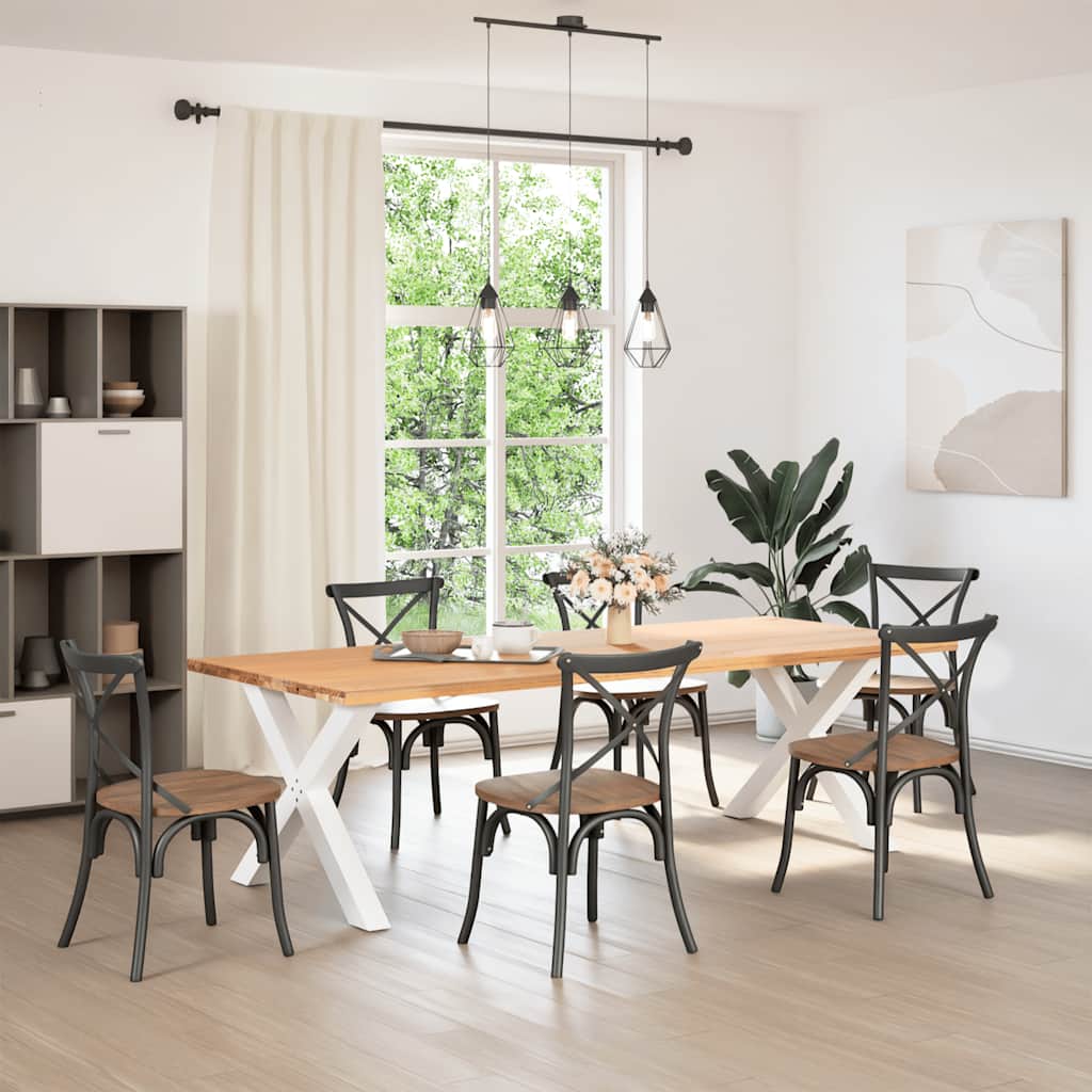 spisebordsben X-formet 2 stk. hvid 90 x (72-73) cm stål