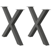 spisebordsben X-formet 2 stk. antracit 90 x (72-73) cm stål