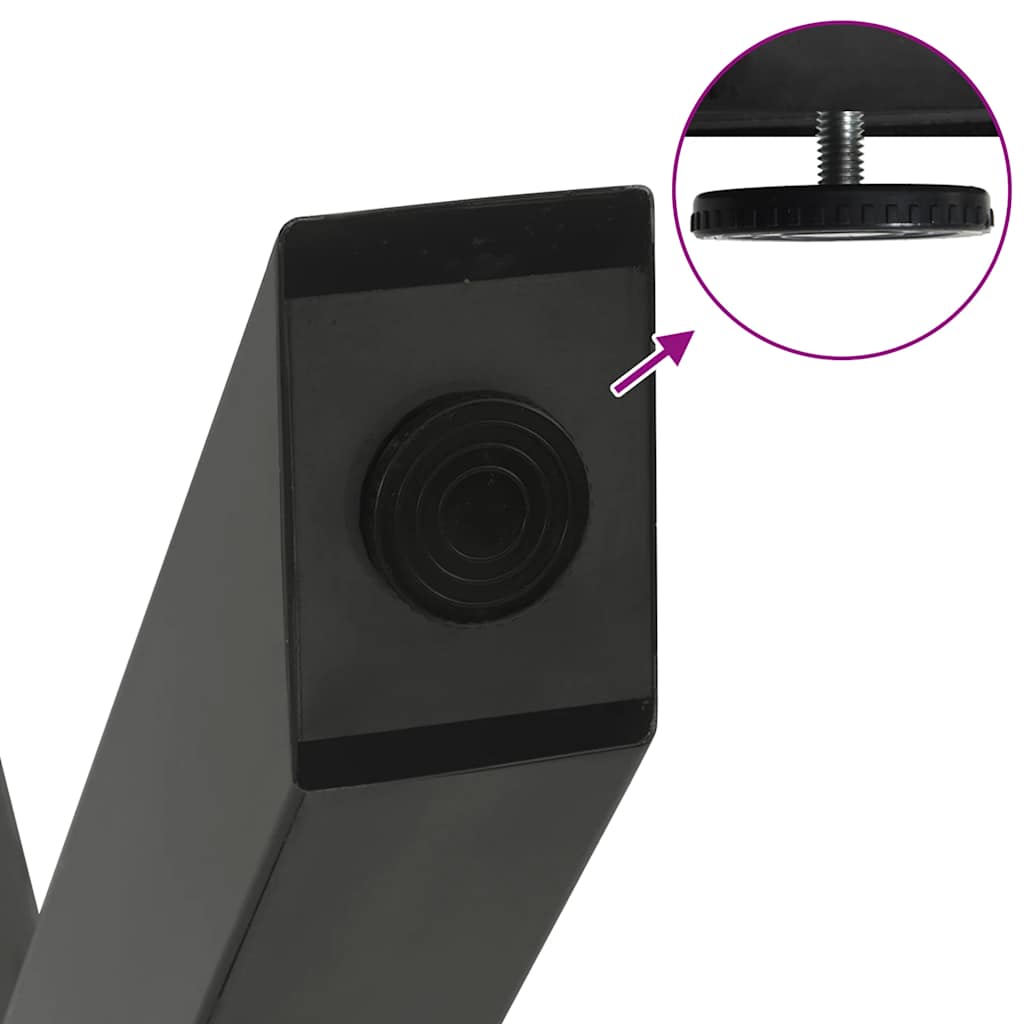 spisebordsben X-formet 2 stk. antracit 90 x (72-73) cm stål