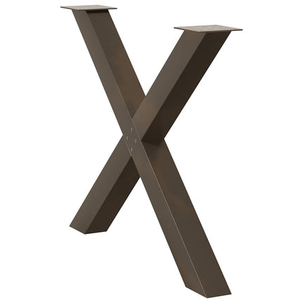 spisebordsben X-formet 2 stk. naturstål 90x(72-73) cm stål