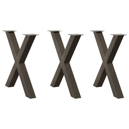 spisebordsben X-formet 3 stk. naturstål 70x(72-73) cm stål