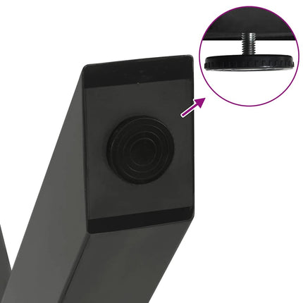 spisebordsben X-formet 3 stk. antracit 80x(72-73) cm stål