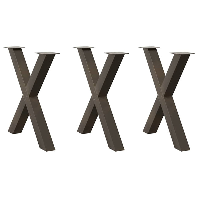 spisebordsben X-formet 3 stk. naturstål 80x(72-73) cm stål