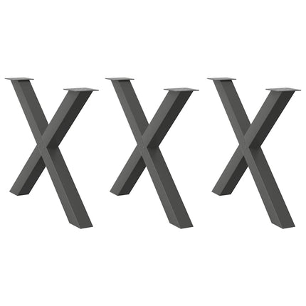 spisebordsben X-formet 3 stk. antracit 90x(72-73) cm stål