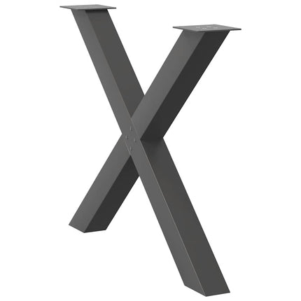 spisebordsben X-formet 3 stk. antracit 90x(72-73) cm stål