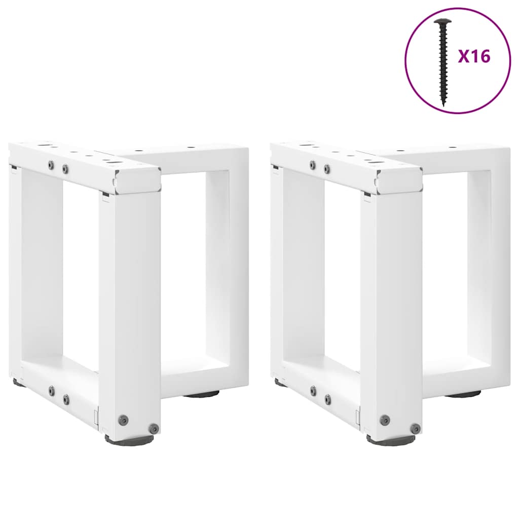 sofabordsben T-formet 2 stk. hvid 30x25x(30-31) cm stål