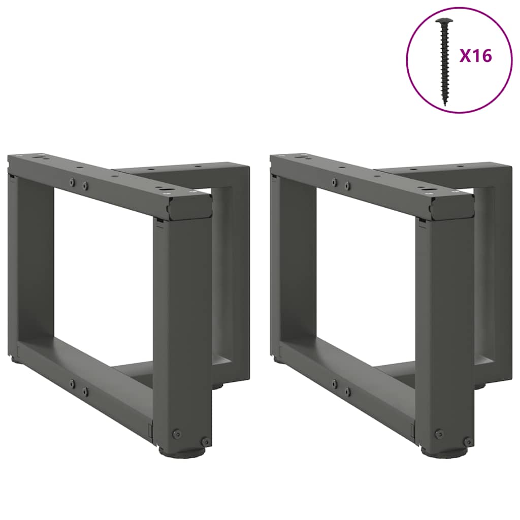sofabordsben T-formet 2 stk. antracit 50x25x(30-31) cm stål
