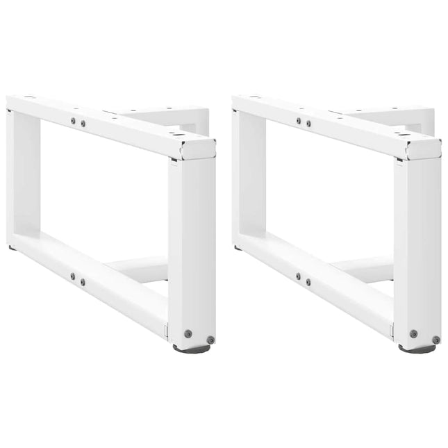 sofabordsben T-formet 2 stk. hvid 60x25x(30-31) cm stål