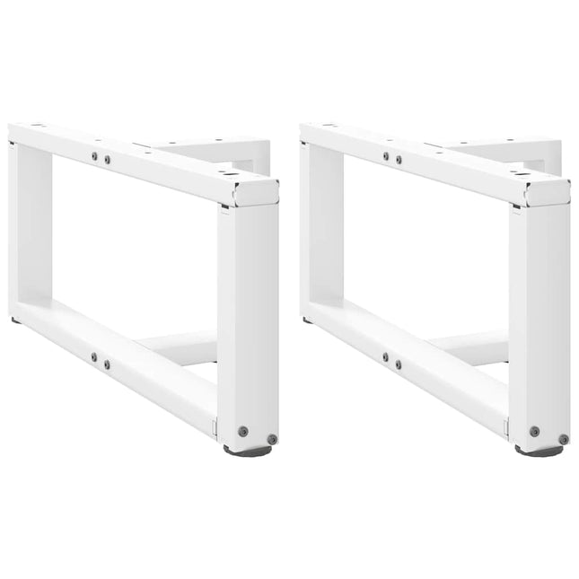 sofabordsben T-formet 2 stk. hvid 70x25x(30-31) cm stål