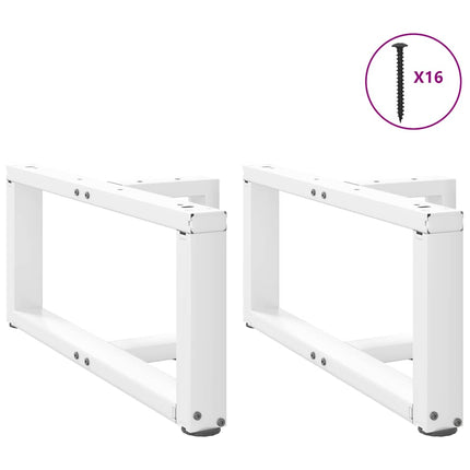 sofabordsben T-formet 2 stk. hvid 70x25x(30-31) cm stål