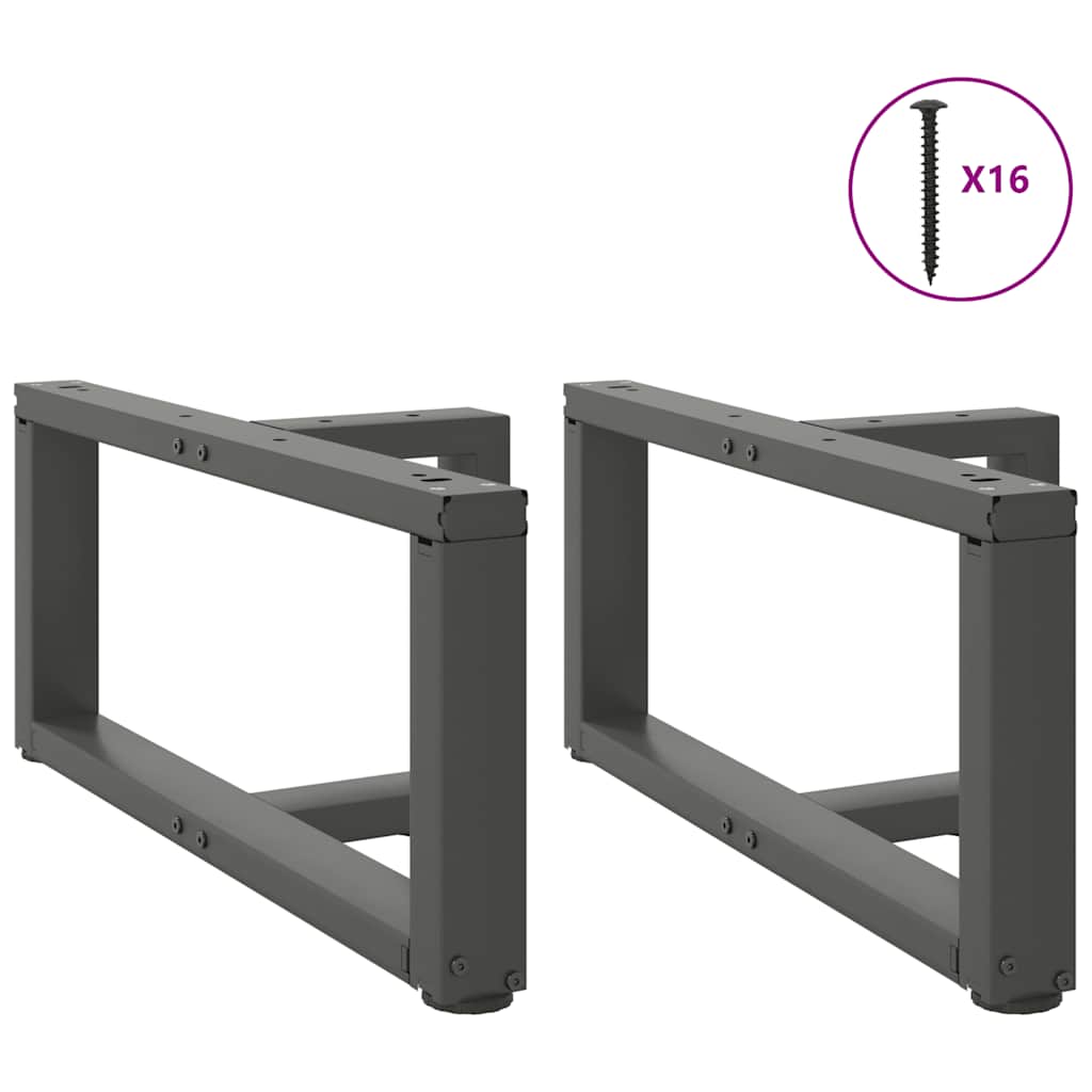 sofabordsben T-formet 2 stk. antracit 70x25x(30-31) cm stål