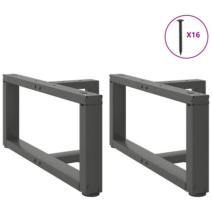 sofabordsben T-formet 2 stk. antracit 70x25x(30-31) cm stål
