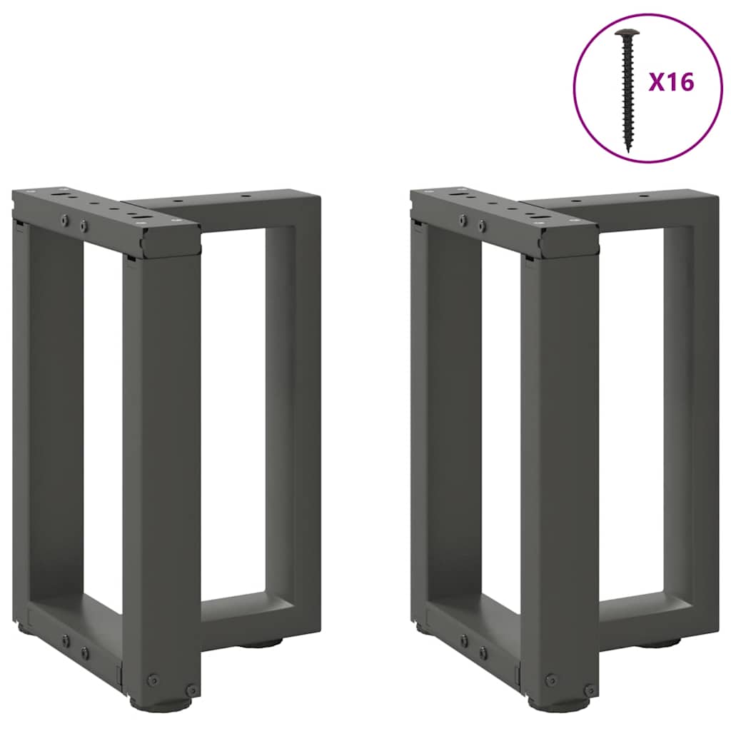 sofabordsben T-formet 2 stk. antracit 38x25x(42-43) cm stål