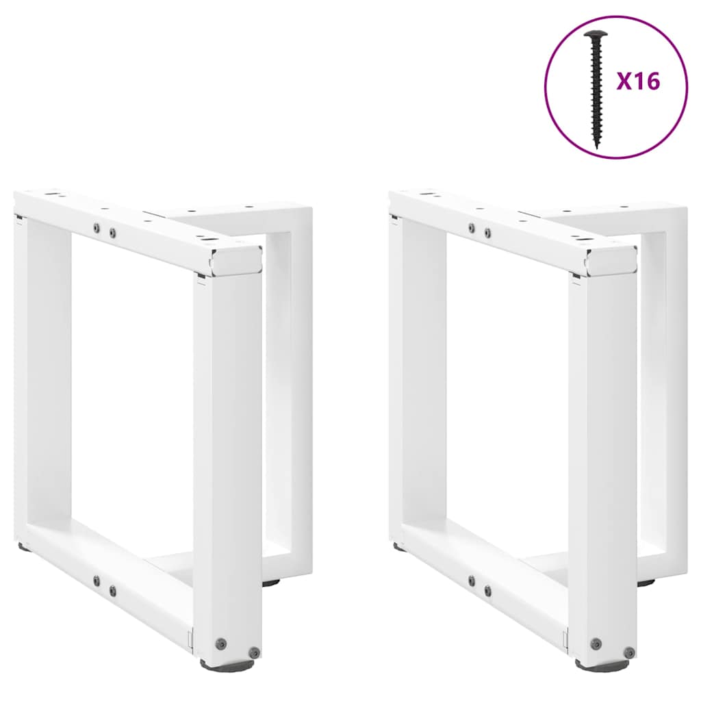 sofabordsben T-formet 2 stk. hvid 50x25x(42-43) cm stål