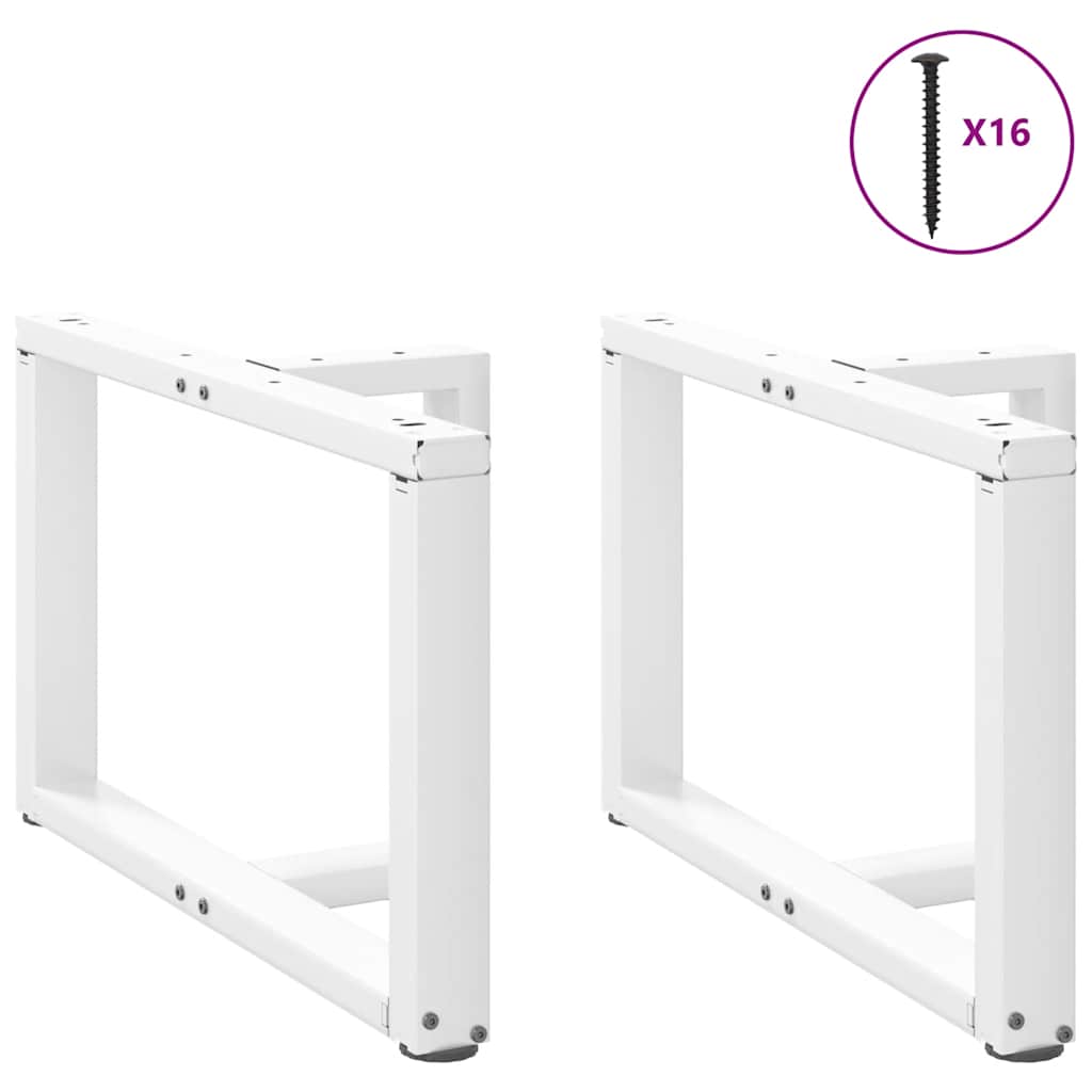 sofabordsben T-formet 2 stk. hvid 60x25x(42-43) cm stål