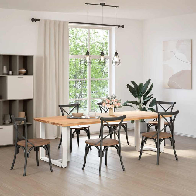 spisebordsben T-formet 2 stk. hvid 70x35x(72-73) cm stål