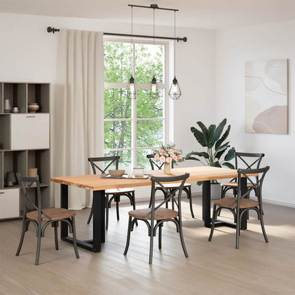 spisebordsben T-formet 2 stk. sort 80x35x(72-73) cm stål