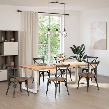 spisebordsben T-formet 2 stk. hvid 80x35x(72-73) cm stål