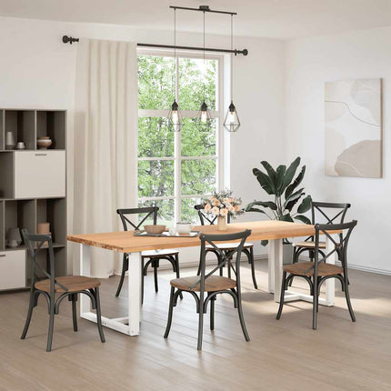 spisebordsben T-formet 2 stk. hvid 100x35x(72-73) cm stål
