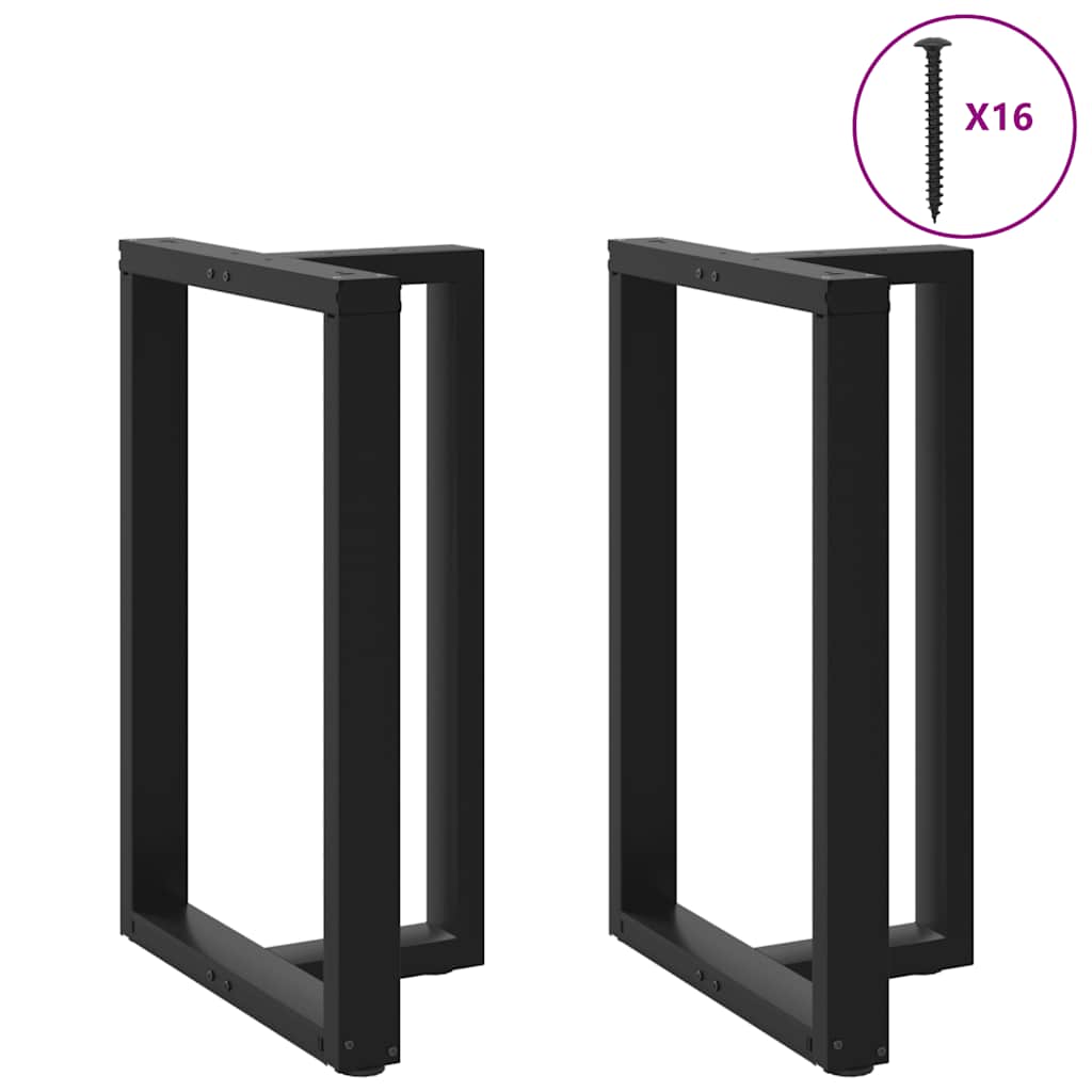 T-formede barbordsben 2 stk. - sort stål 60×35×(90-91) cm