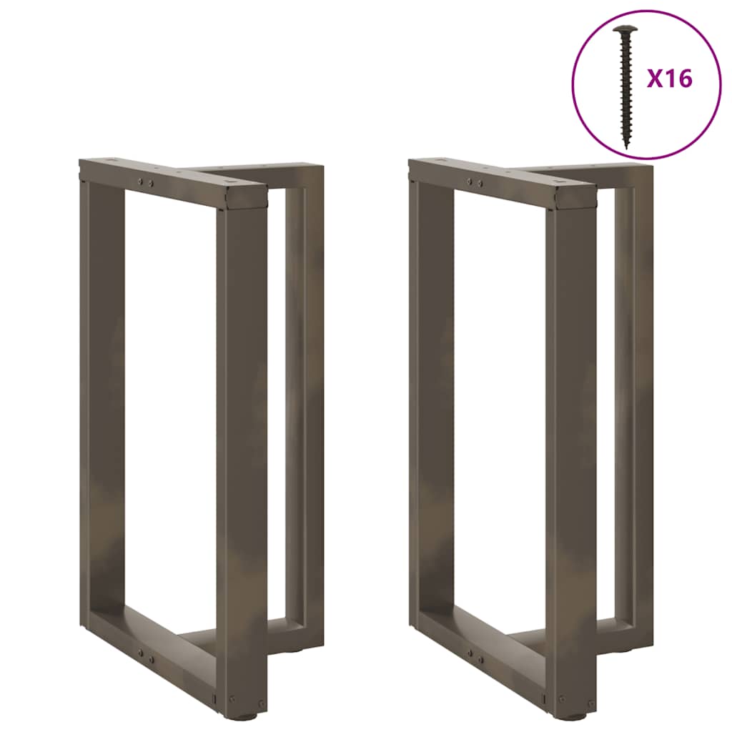 T-formede barbordsben - 2 stk., sort stål 60×35×(90-91) cm