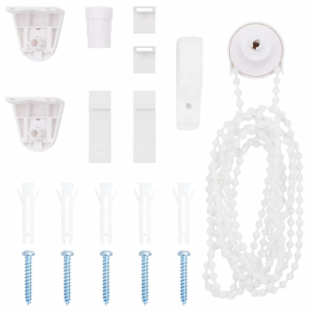 19-dele rullegardinbeslag 18 mm - hvid PVC med perlekæde