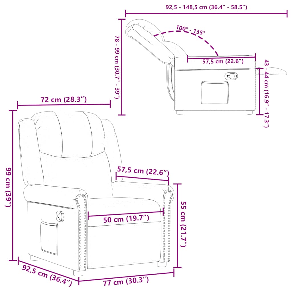 lænestol kunstlæder skinnende sort