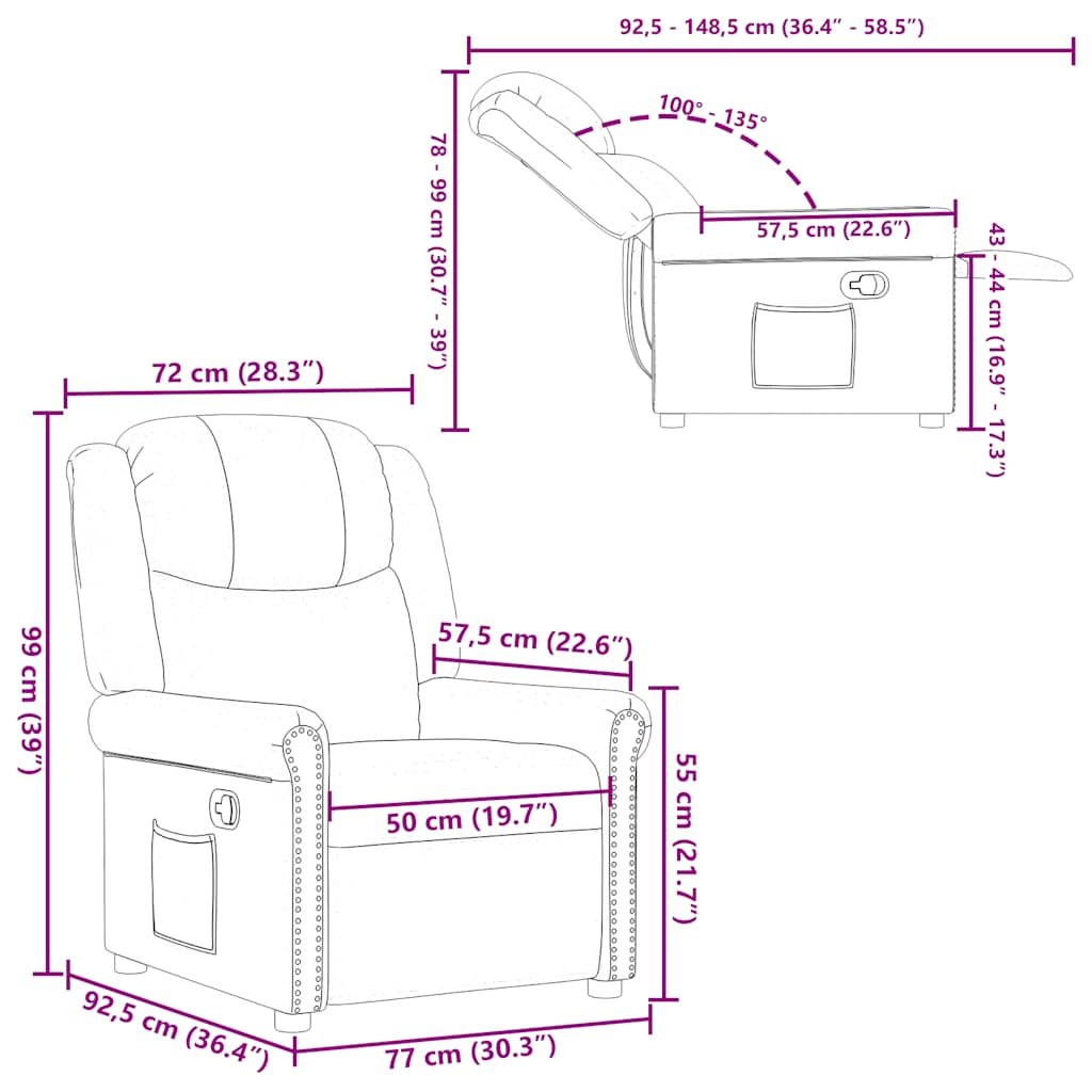 lænestol kunstlæder skinnende brun