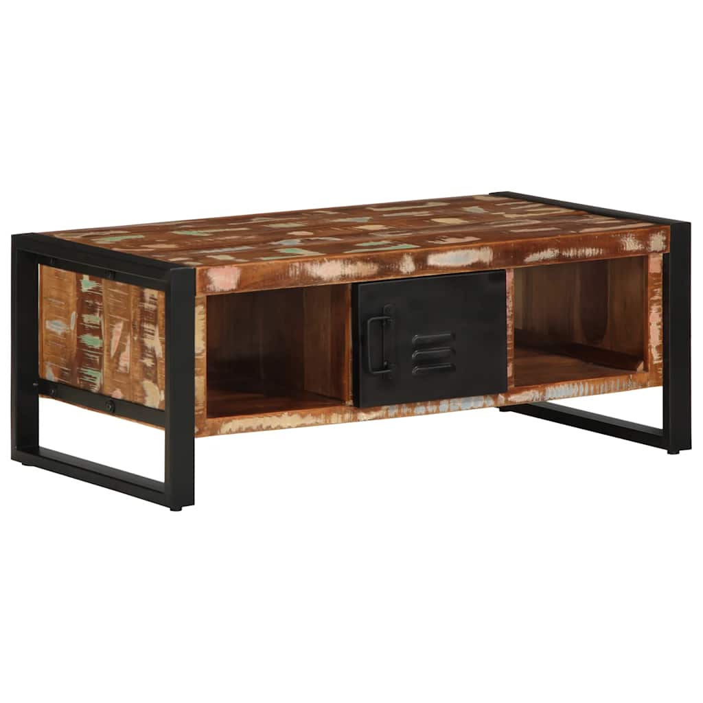 sofabord 90x50x36 cm massivt genbrugstræ flerfarvet