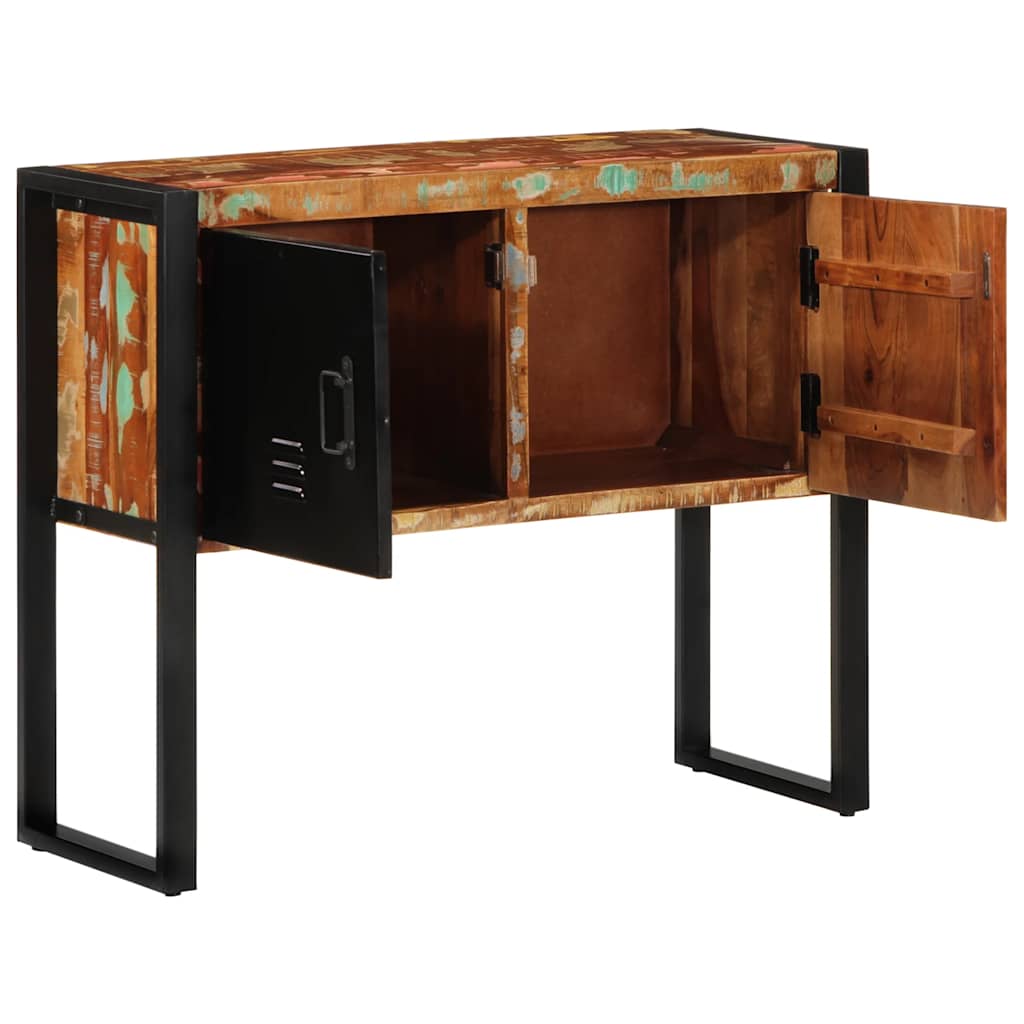 konsolskab flerfarvet 90x35x75 cm massivt genbrugstræ